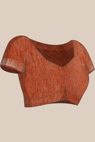 Buy Rust Zari Woven Silk Blend One Minute Saree Online - Zoom In