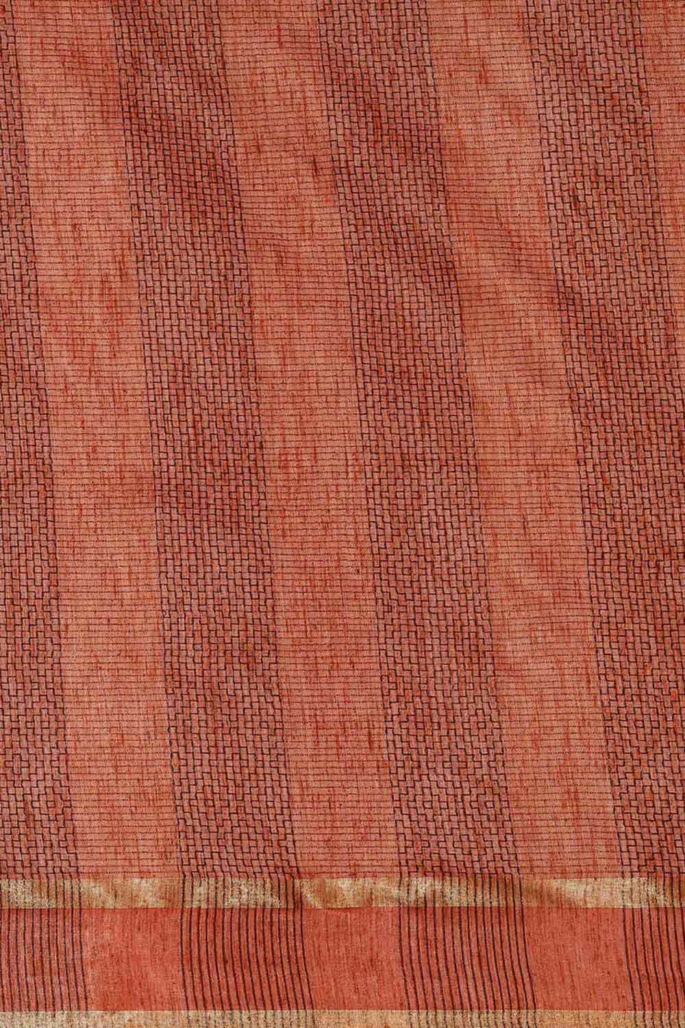 Buy Orange Zari Woven Silk Blend One Minute Saree Online - Front