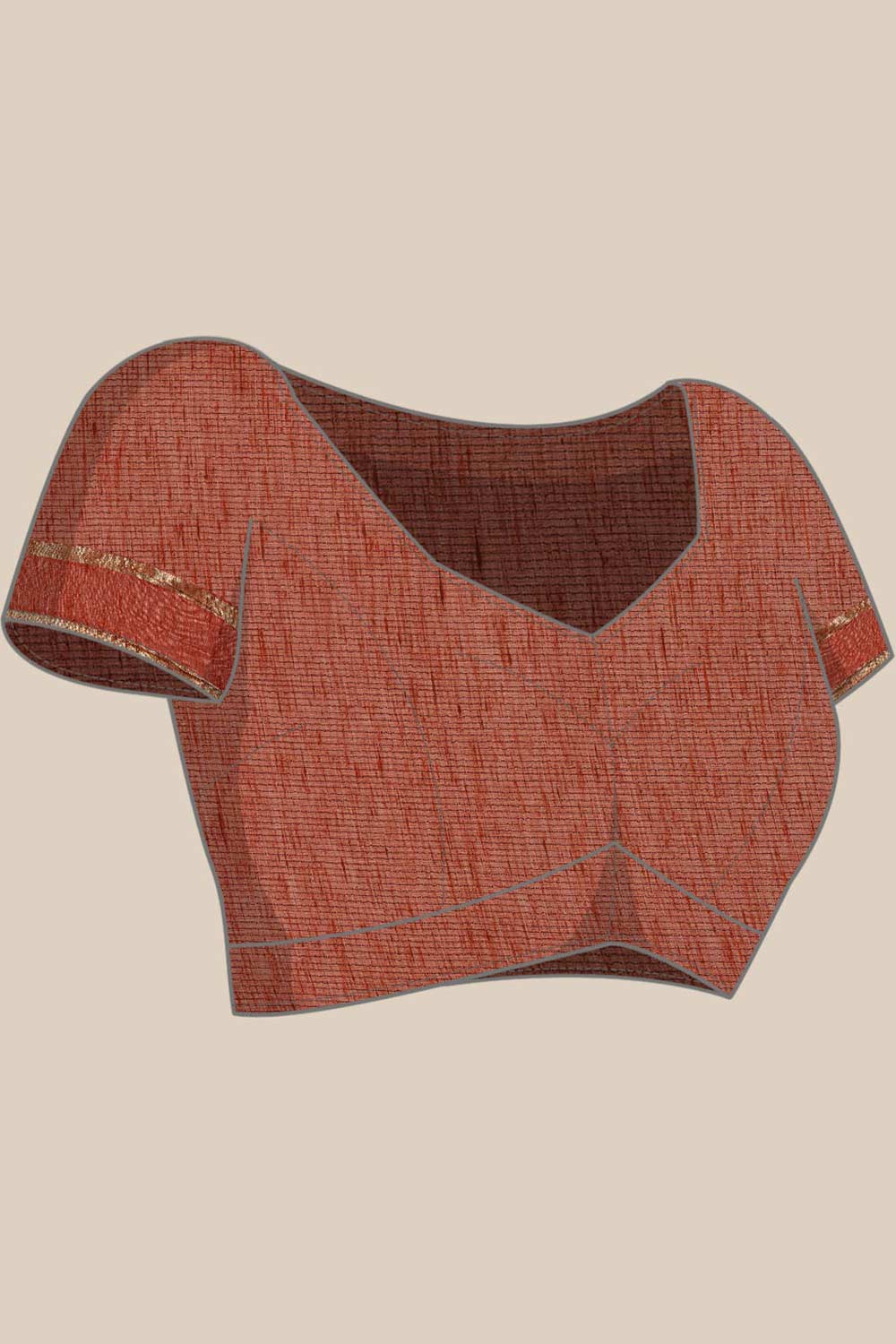 Buy Orange Zari Woven Silk Blend One Minute Saree Online - Zoom In