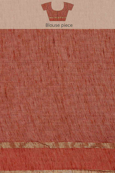 Buy Orange Zari Woven Silk Blend One Minute Saree Online - Zoom Out