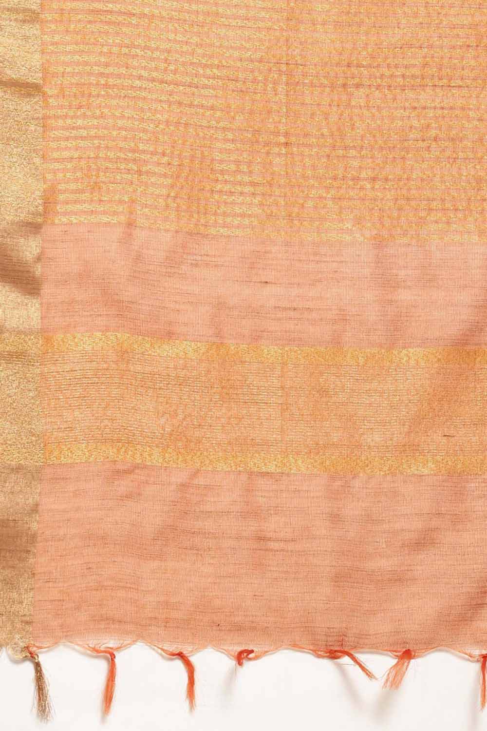 Pulki Orange Silk Blend Stripe One Minute Saree