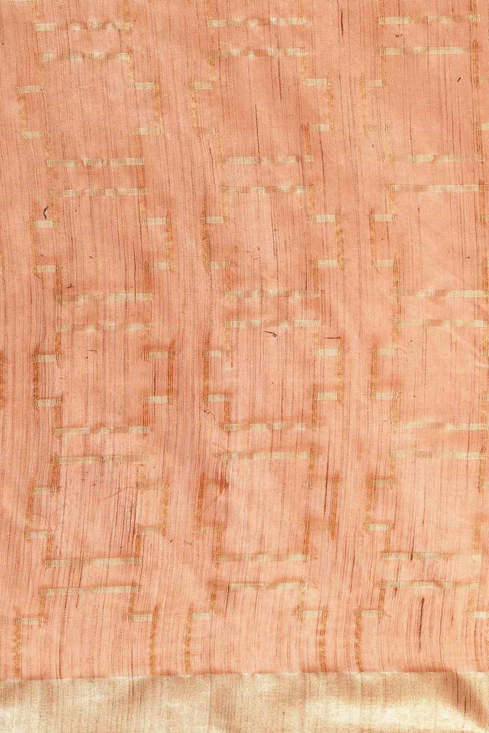 Anise Orange Silk Blend Geometric One Minute Saree