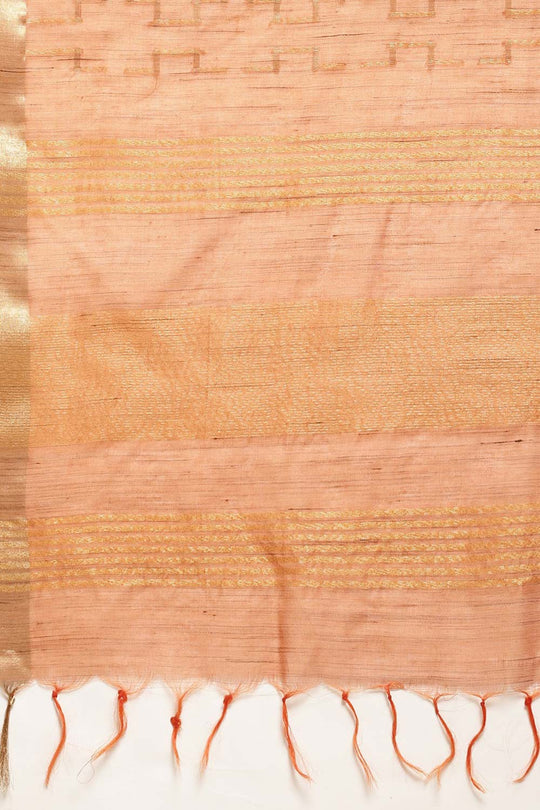 Anise Orange Silk Blend Geometric One Minute Saree
