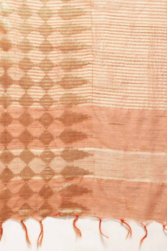 Ana Orange Silk Blend Woven One Minute Saree