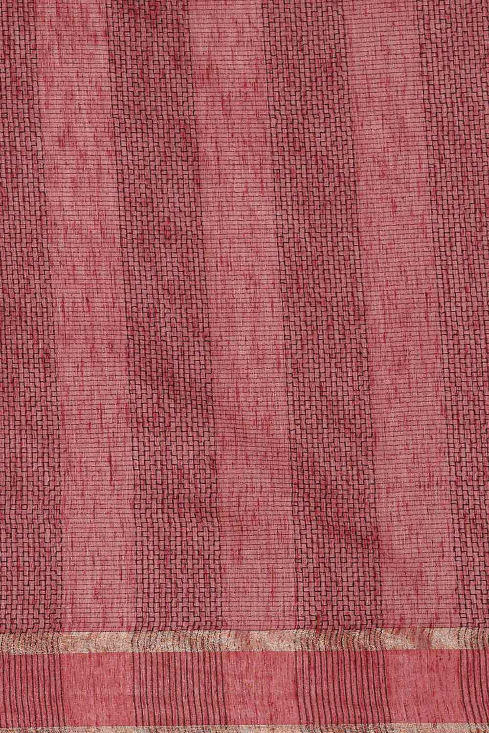 Buy Pink Zari Woven Silk Blend One Minute Saree Online - Front