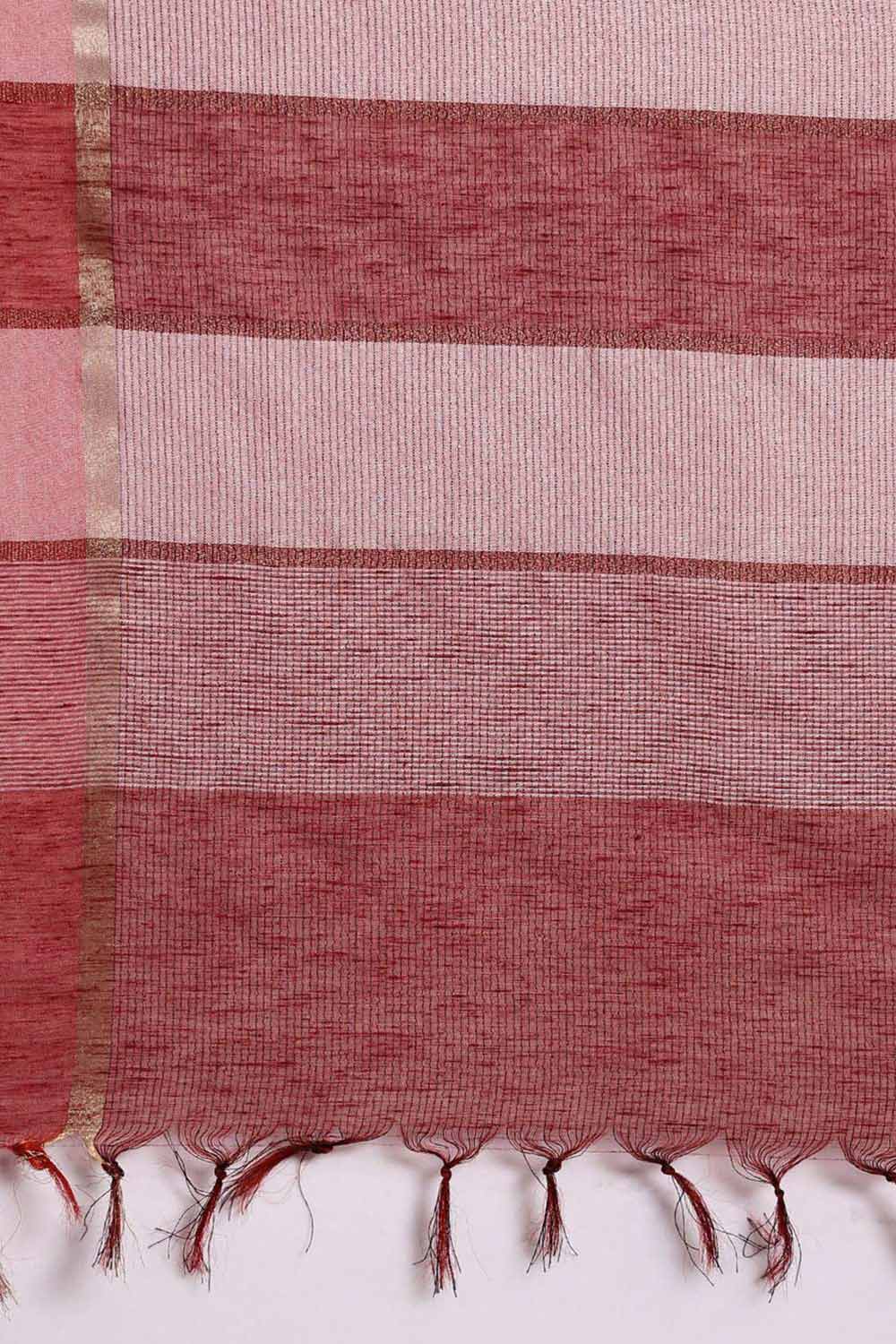 Buy Pink Zari Woven Silk Blend One Minute Saree Online - Side
