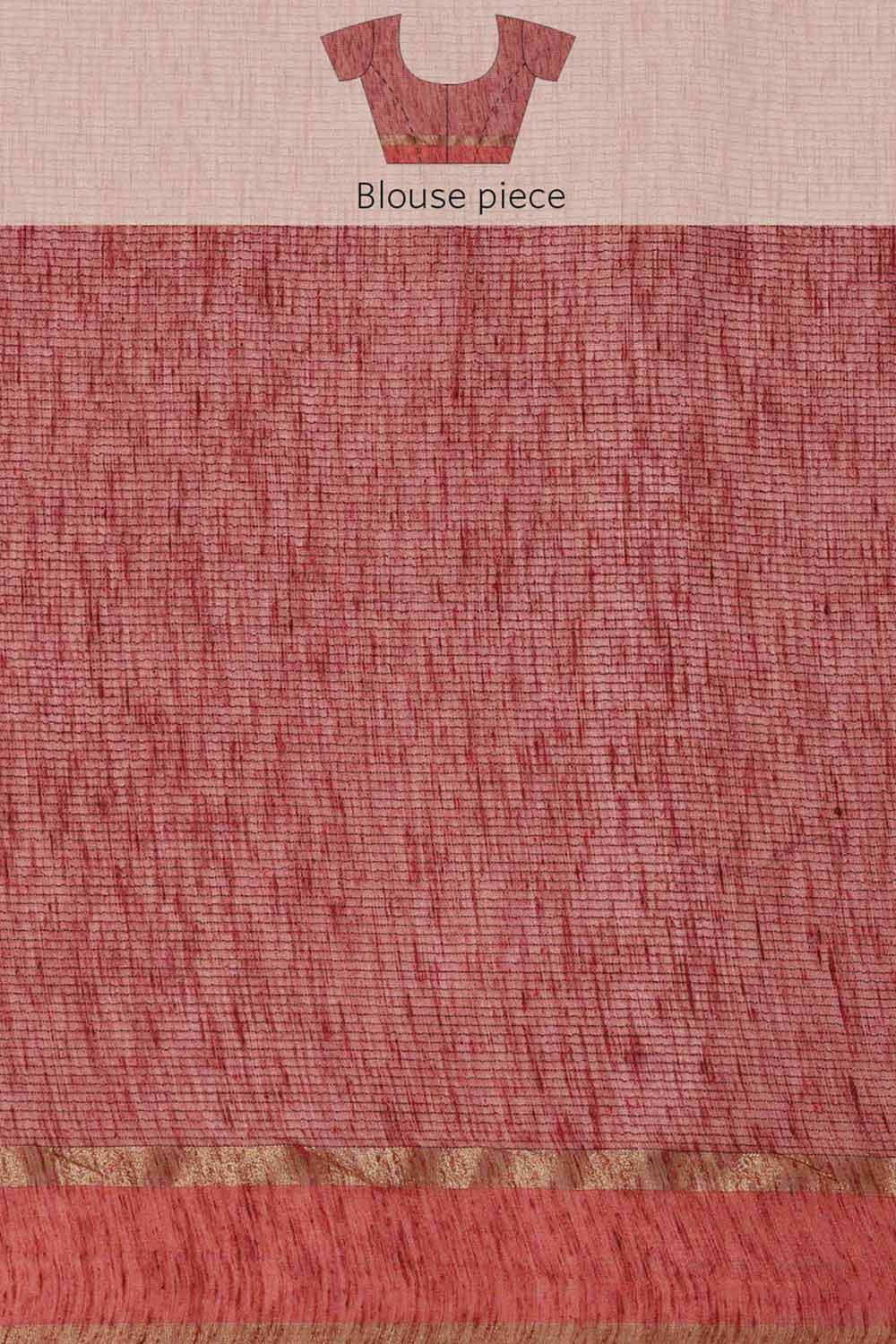 Buy Pink Zari Woven Silk Blend One Minute Saree Online - Zoom Out