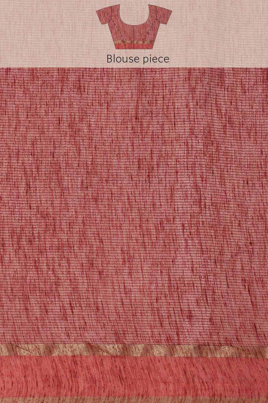 Buy Pink Zari Woven Silk Blend One Minute Saree Online - Zoom Out