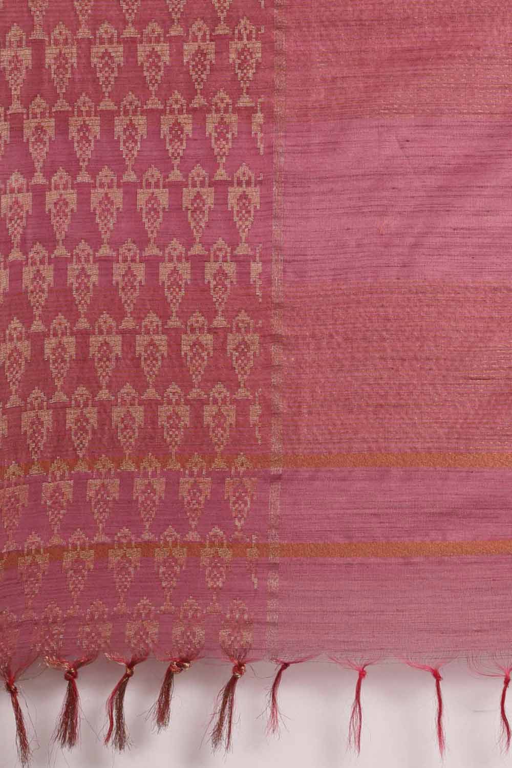 Lana Pink Silk Blend Stripe One Minute Saree