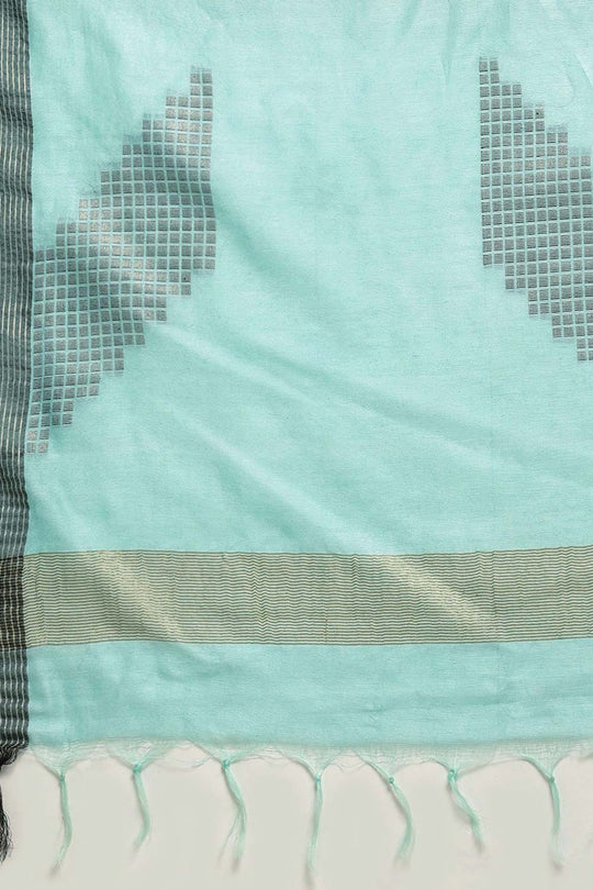 Betsy Blue Silk Blend Woven One Minute Saree