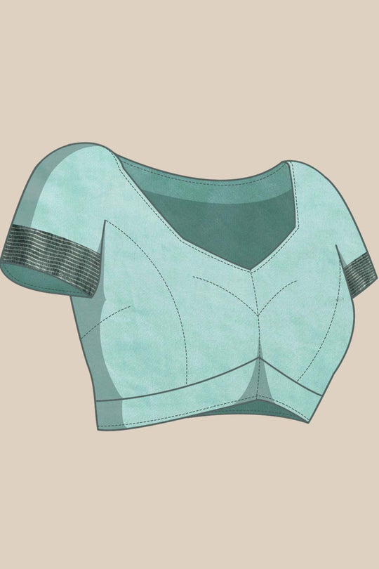 Betsy Blue Silk Blend Woven One Minute Saree