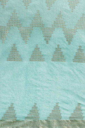Bina Blue Silk Blend Woven One Minute Saree
