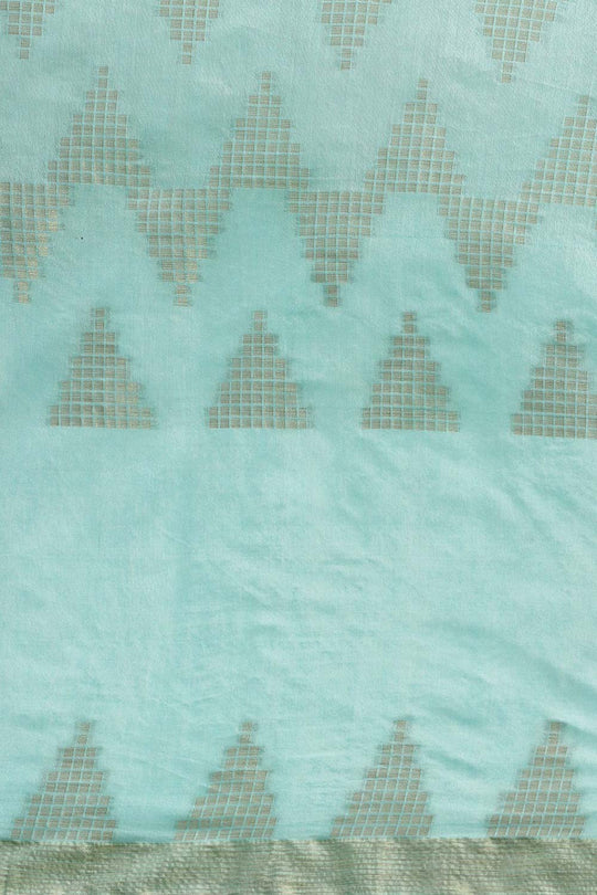 Bina Blue Silk Blend Woven One Minute Saree