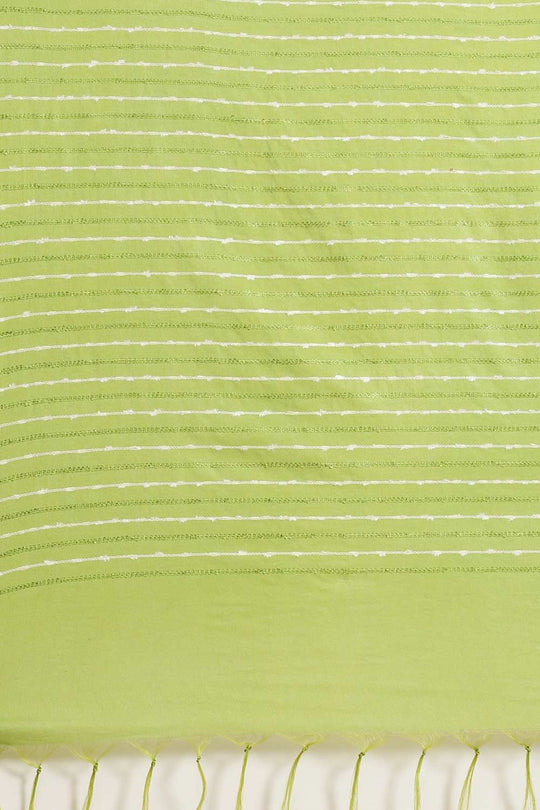 Buy Light Green Zari Woven Blended Silk One Minute Saree Online - Side