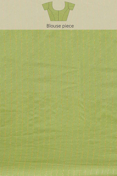 Buy Green Woven Blended Silk One Minute Saree Online - Zoom Out