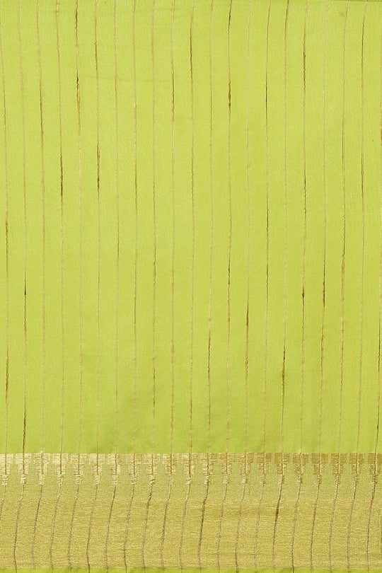 Buy Light Green Zari Woven Blended Silk One Minute Saree Online - Front