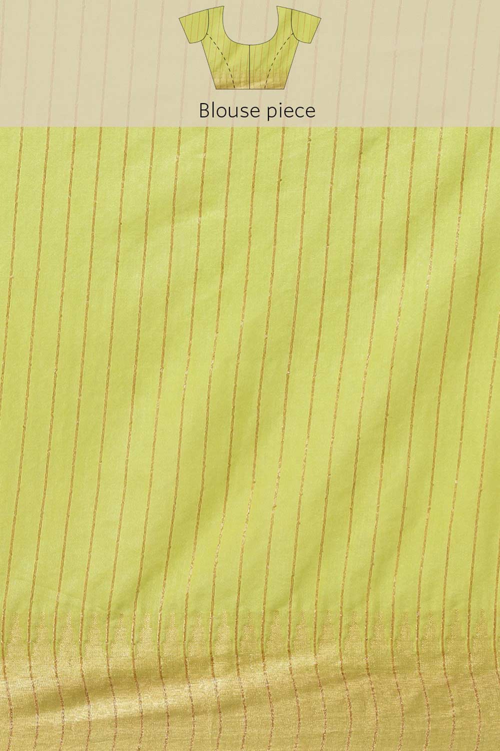 Buy Light Green Zari Woven Blended Silk One Minute Saree Online - Zoom Out