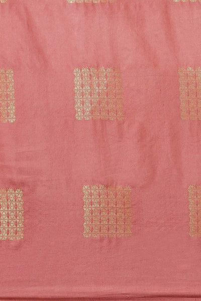 Buy Peach Zari Woven Blended Silk One Minute Saree Online - Front