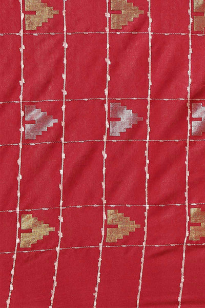 Buy Maroon Zari Woven Blended Silk One Minute Saree Online - Front