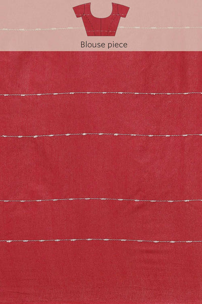 Buy Maroon Zari Woven Blended Silk One Minute Saree Online - Zoom Out