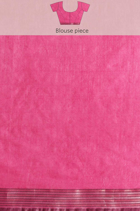 Buy Pink Zari Woven Blended Silk One Minute Saree Online - Zoom Out