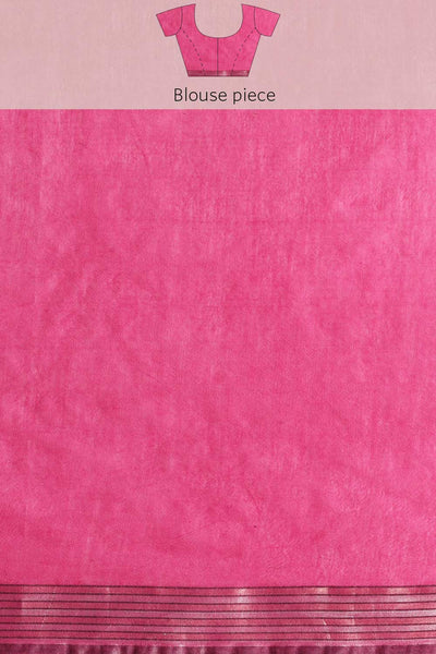 Buy Pink Zari Woven Blended Silk One Minute Saree Online - Zoom Out