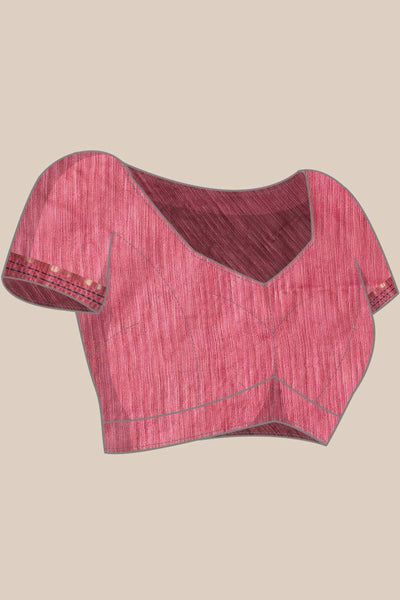 Buy Pink Zari Woven Silk Blend One Minute Saree Online - Zoom In