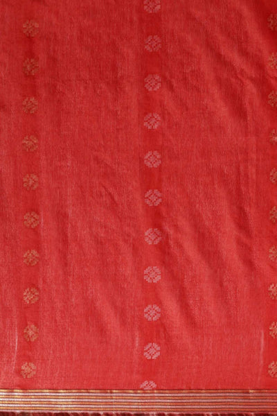 Buy Red Zari Woven Blended Silk One Minute Saree Online - Front