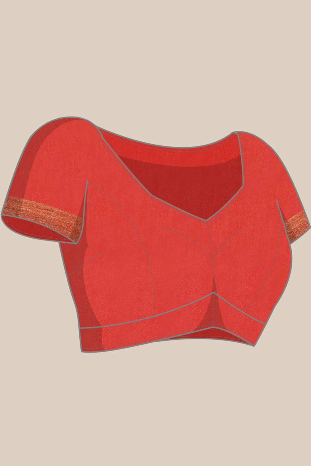 Buy Red Zari Woven Blended Silk One Minute Saree Online - Zoom In