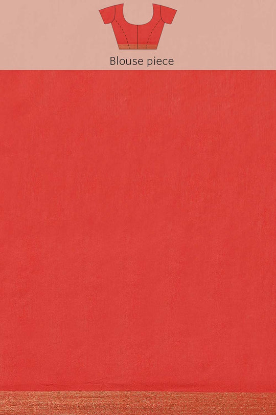 Buy Red Zari Woven Blended Silk One Minute Saree Online - Zoom Out