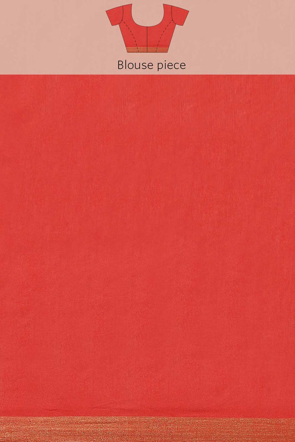 Buy Red Zari Woven Blended Silk One Minute Saree Online - Zoom Out