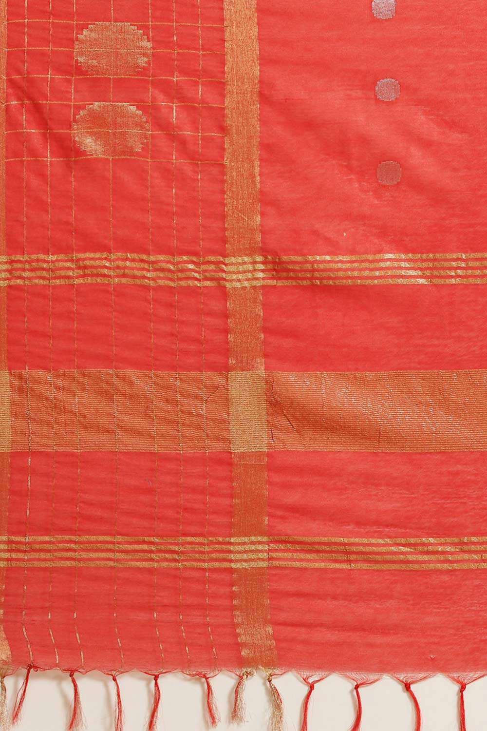 Buy Red Zari Woven Blended Silk One Minute Saree Online - Side