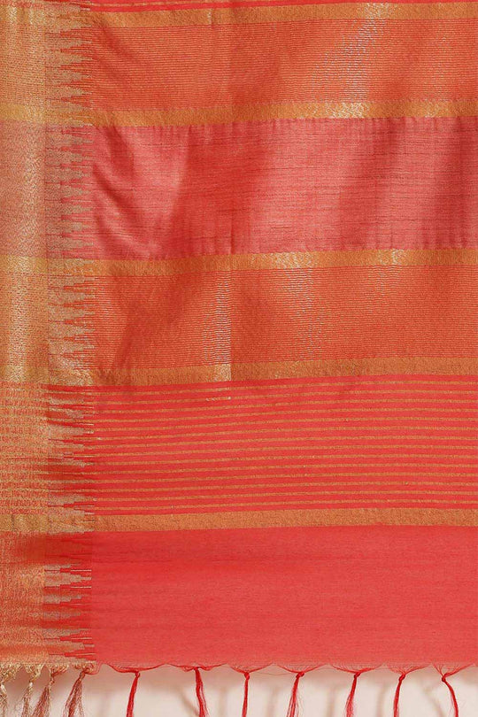 Buy Red Zari Woven Blended Silk One Minute Saree Online - Side