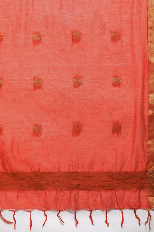 Buy Red Zari Woven MODAL SILK One Minute Saree Online - Side