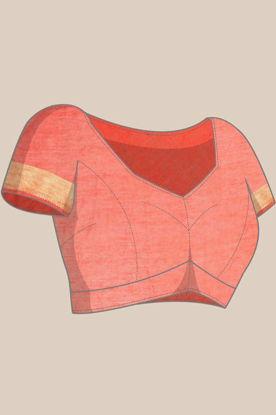 Buy Red Zari Woven MODAL SILK One Minute Saree Online - Zoom In