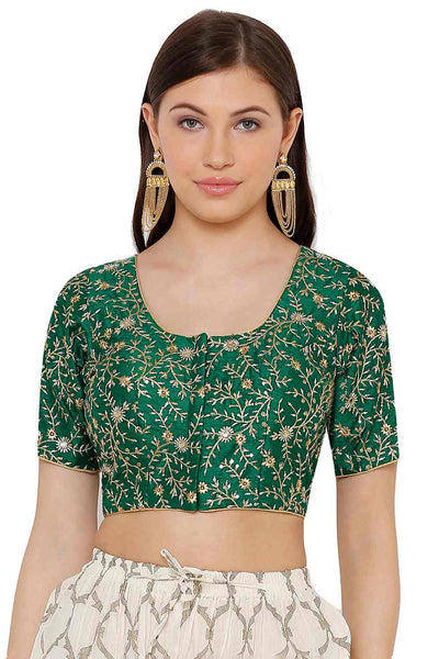 Buy  Green Art Silk Embroidered Blouse Online