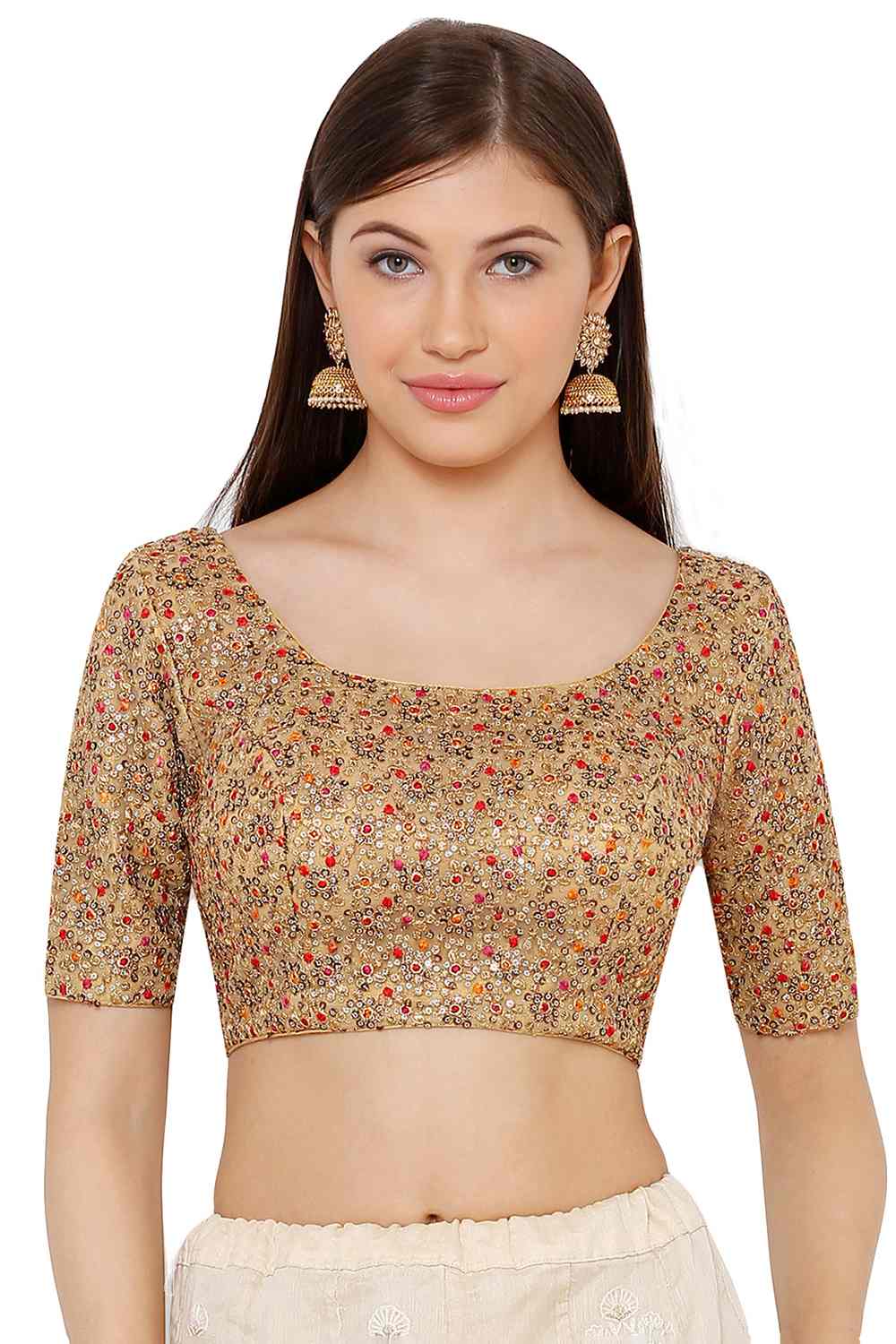 Buy  Gold Net Embroidered Blouse Online
