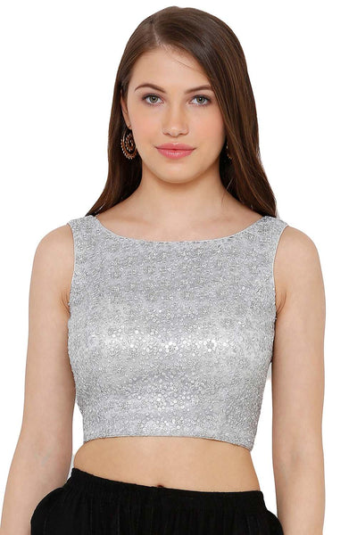 Buy  Grey Art Silk Embroidered Blouse Online