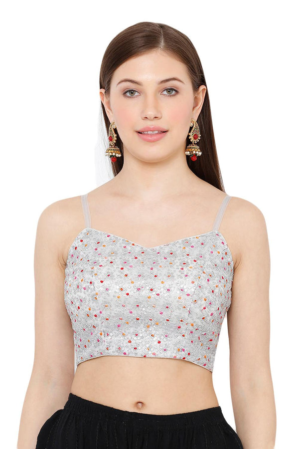 Buy  Grey Net Embroidered Blouse Online