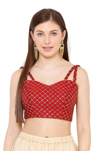 Buy  Maroon Dupion Art Silk Embroidered Blouse Online