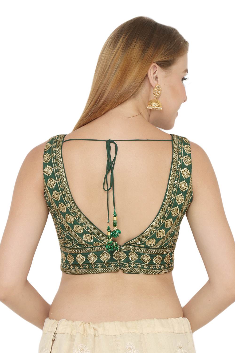 Buy  Green Art Silk Sequin Embroidered Blouse Online