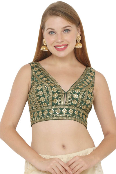 Buy  Green Art Silk Sequin Embroidered Blouse Online