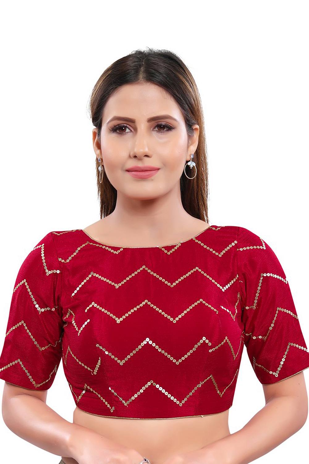 Buy  Red Art Silk Sequin  Blouse Online