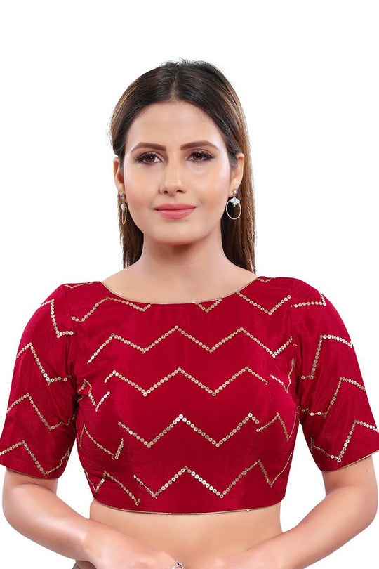 Buy  Red Art Silk Sequin  Blouse Online