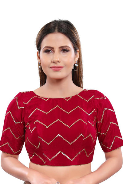 Buy  Red Art Silk Sequin  Blouse Online