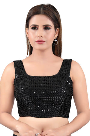 Buy  Black Art Silk Sequin Blouse Online