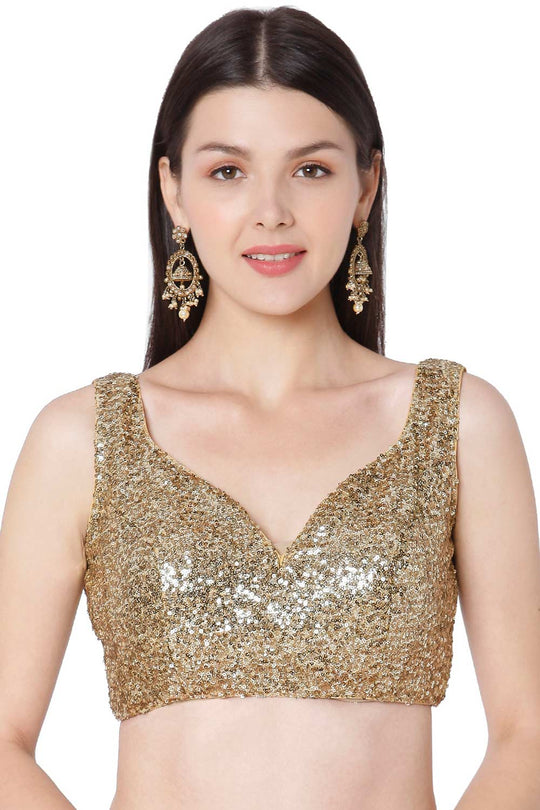Buy Gold Sequence Work Sequin Embroidered Blouse Online