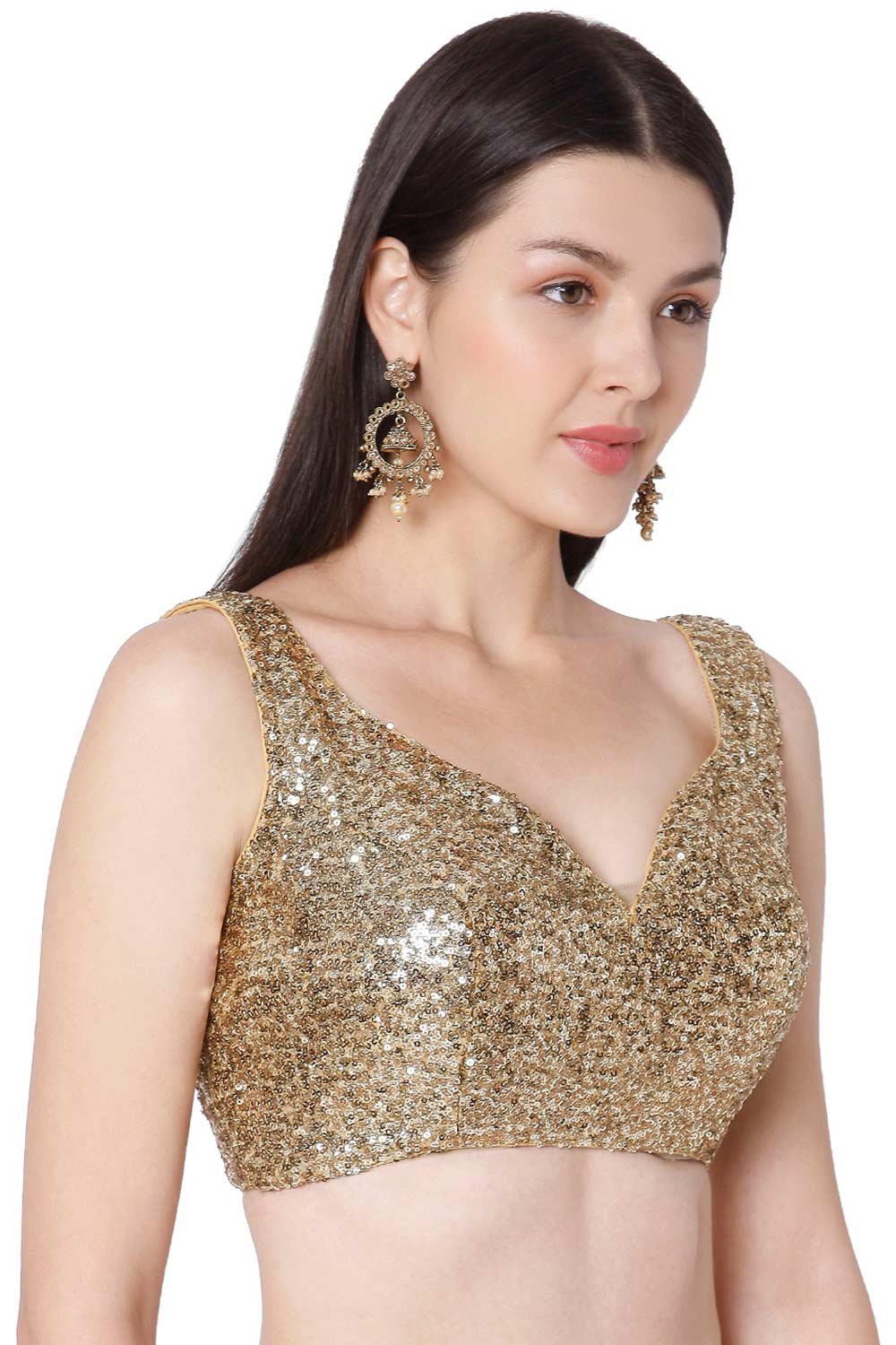 Shimmer n Shine Gold Sequins Sleeveless Blouse