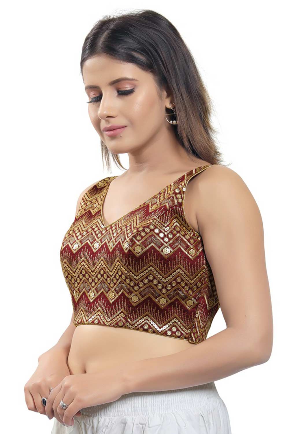 Mandy Mulberry Art Silk Embroidered Sleeveless Blouse