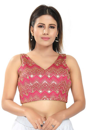 Buy Pink Mulbury Silk Embroidered Blouse Online